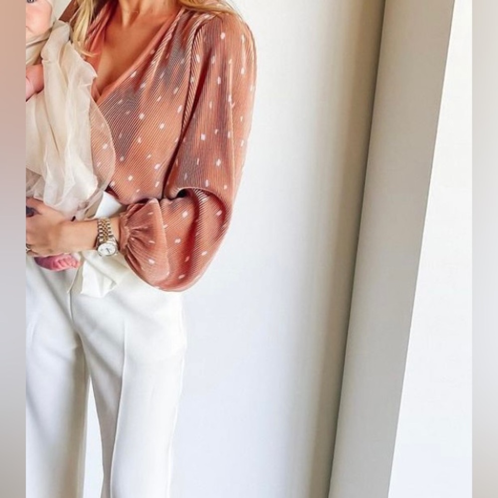 Astr Mauve pink Polka Dot Blouse